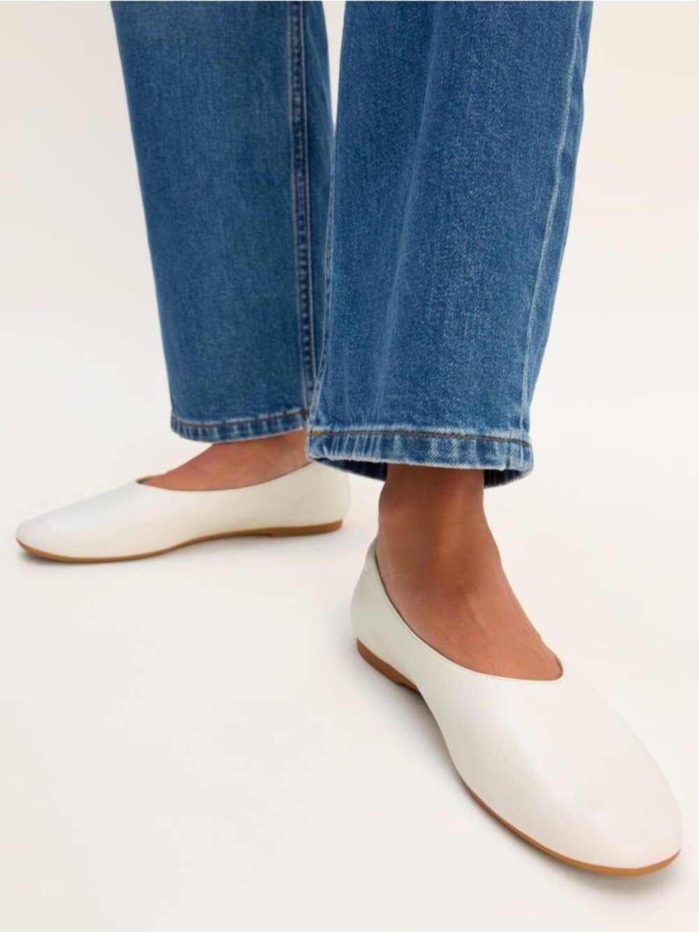Everlane White Leather Ballet Flats